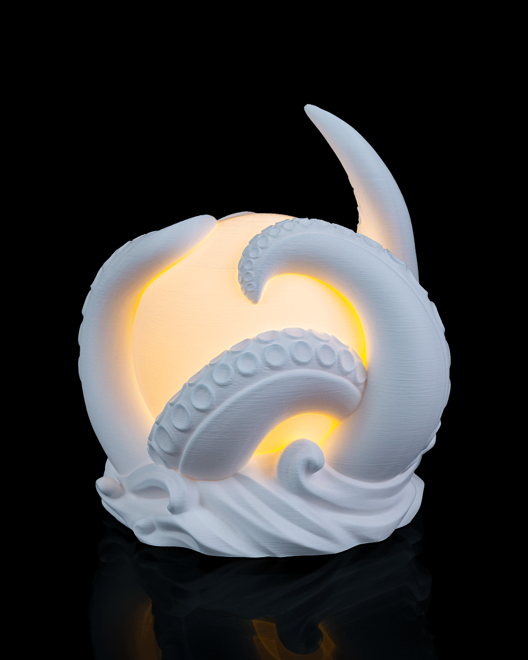 Decorative lamp with octopus design on a black background