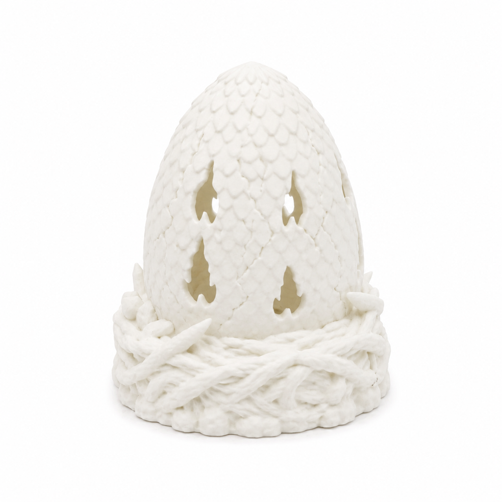 Rear view of Dragon Egg Fairy Lamp showing back details and decorative nest base.