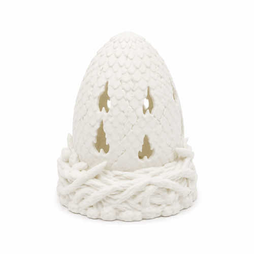 Rear view of Dragon Egg Fairy Lamp showing back details and decorative nest base.