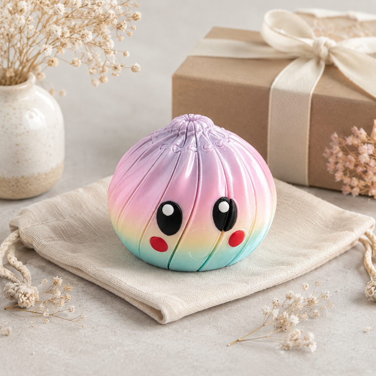 Cute dumpling sensory toy displayed as a small gift