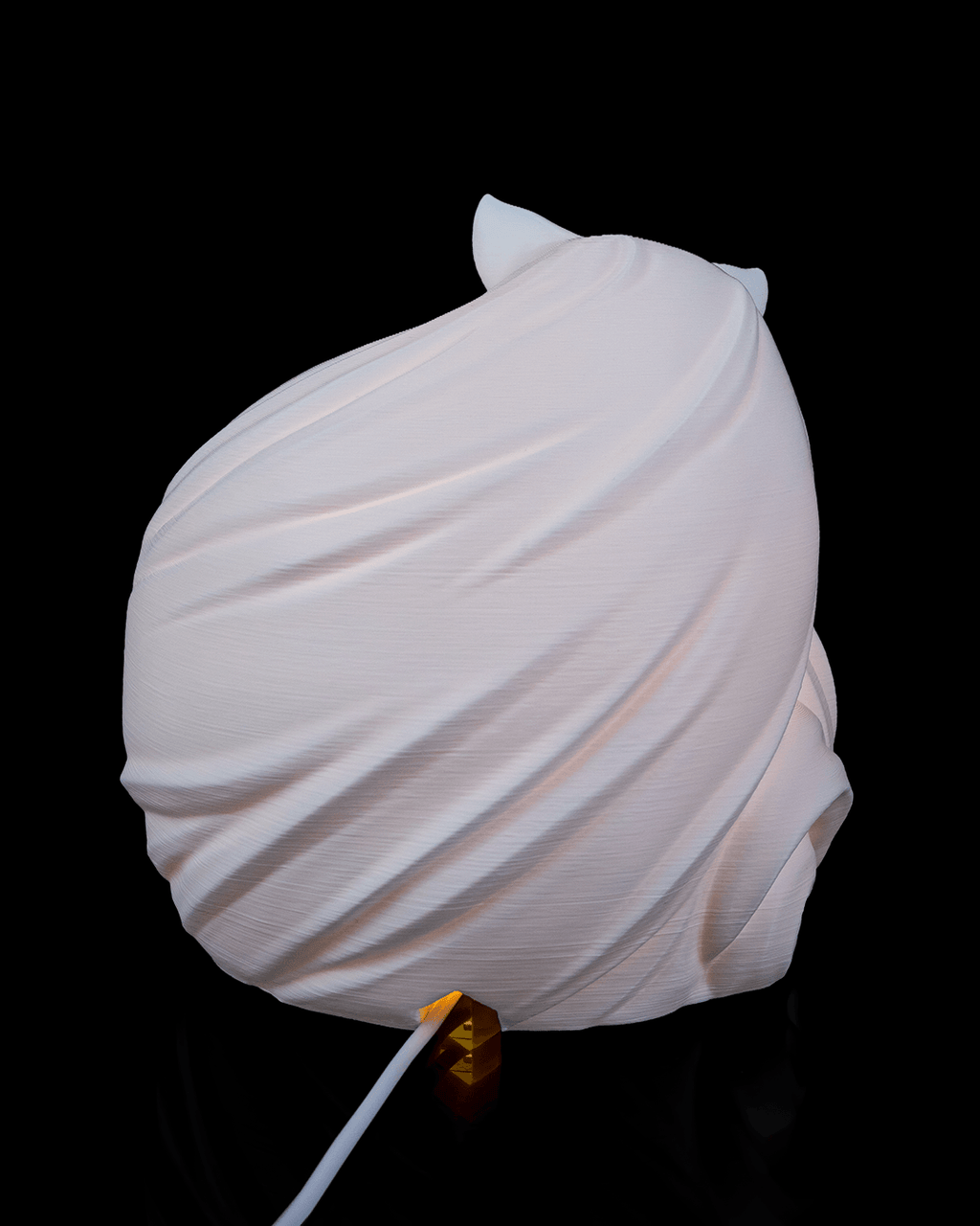 White lampshade with a black background