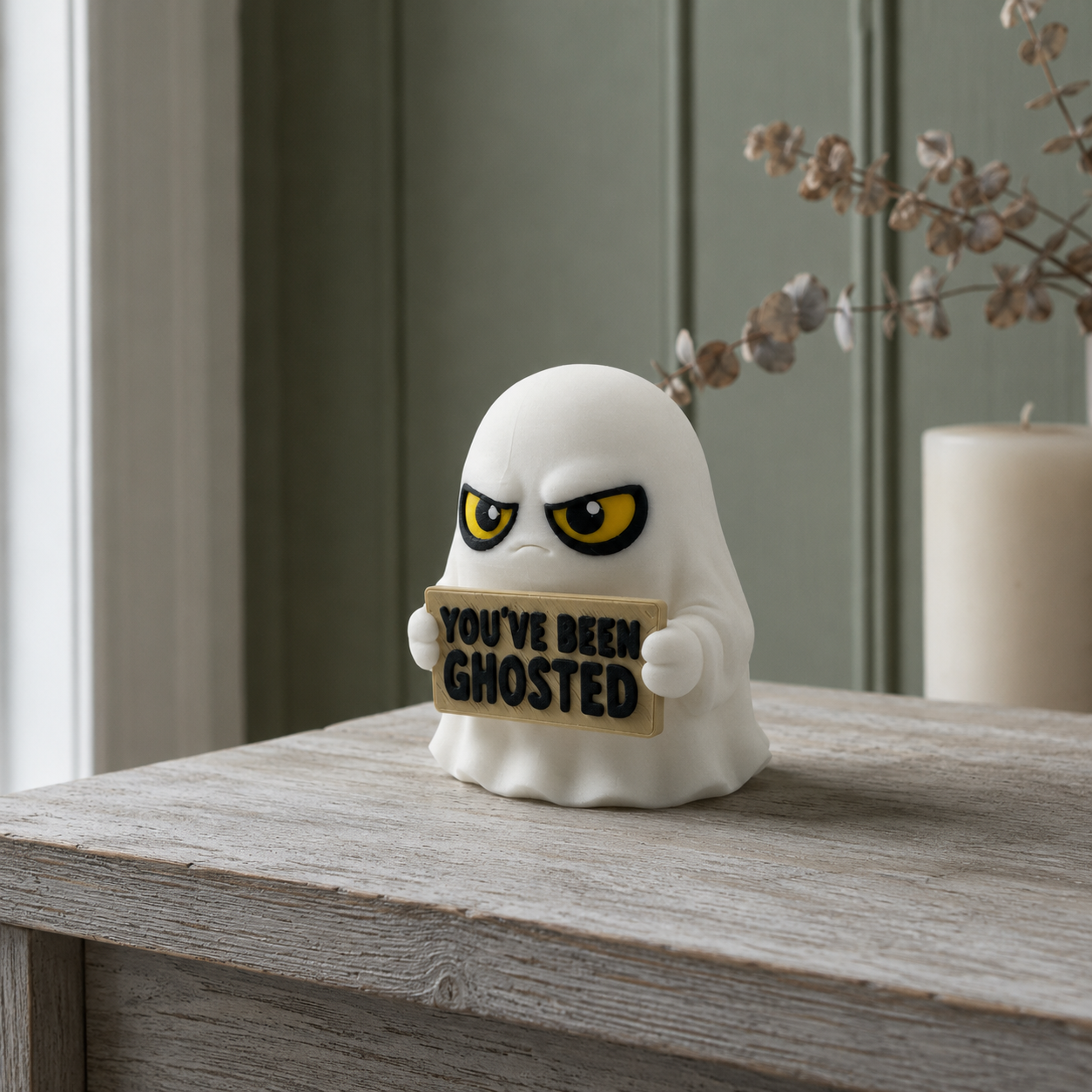 You’ve Been Ghosted Figurine, Funny Halloween Ghost Decor, 3D Printed Spooky Shelf Sitter, Halloween Desk Decoration, Ghost Gift