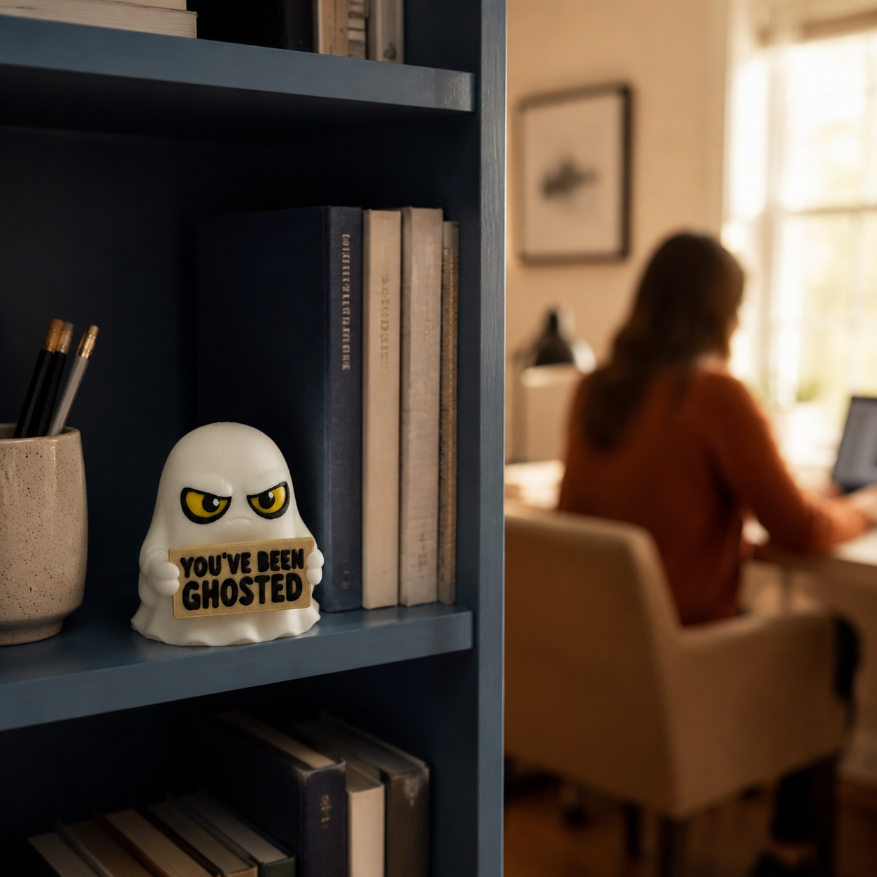 You’ve Been Ghosted Figurine, Funny Halloween Ghost Decor, 3D Printed Spooky Shelf Sitter, Halloween Desk Decoration, Ghost Gift