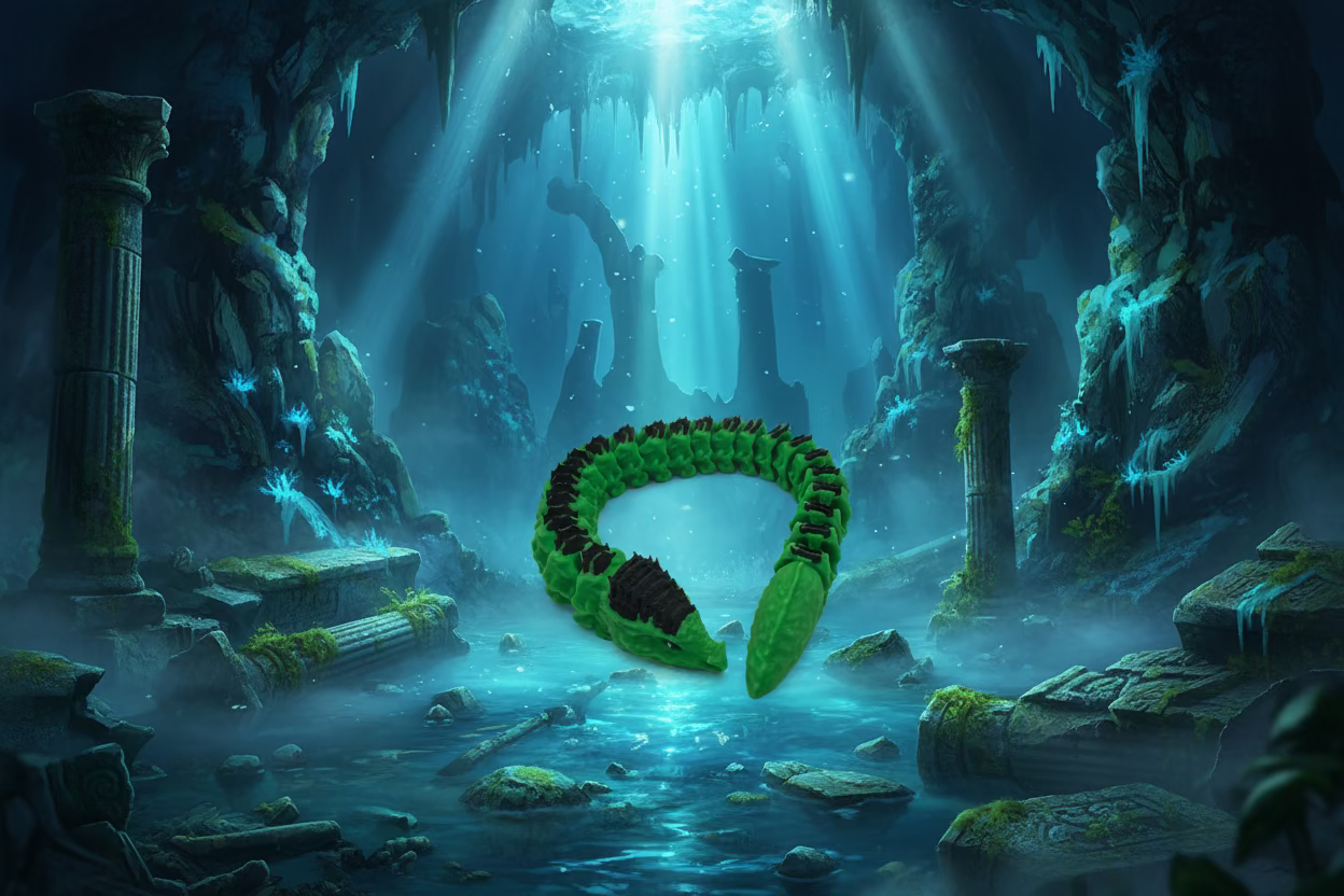 Green & Black 3D Printed Articulated Dragon Fidget Toy