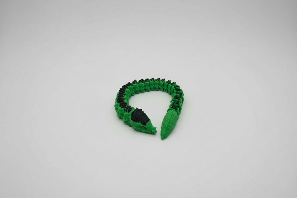 Green & Black 3D Printed Articulated Dragon Fidget Toy