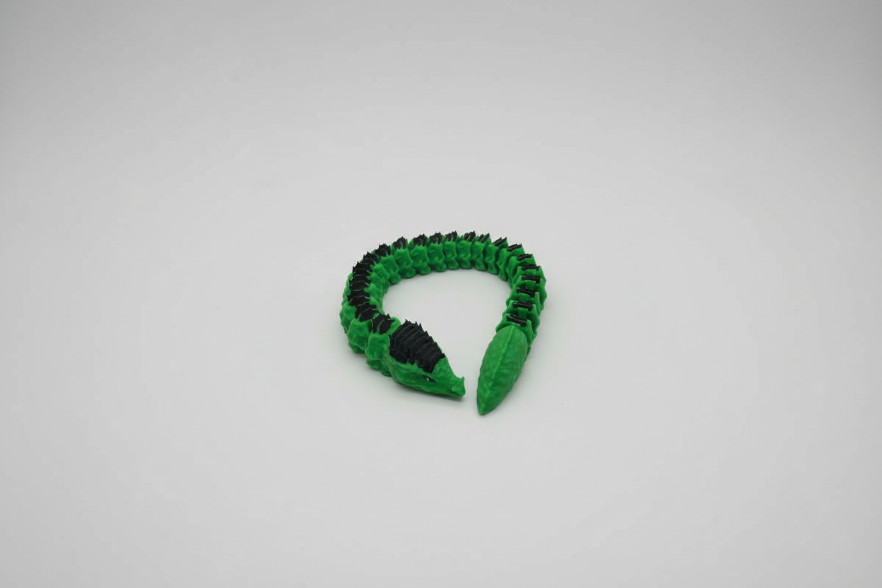 Green & Black 3D Printed Articulated Dragon Fidget Toy