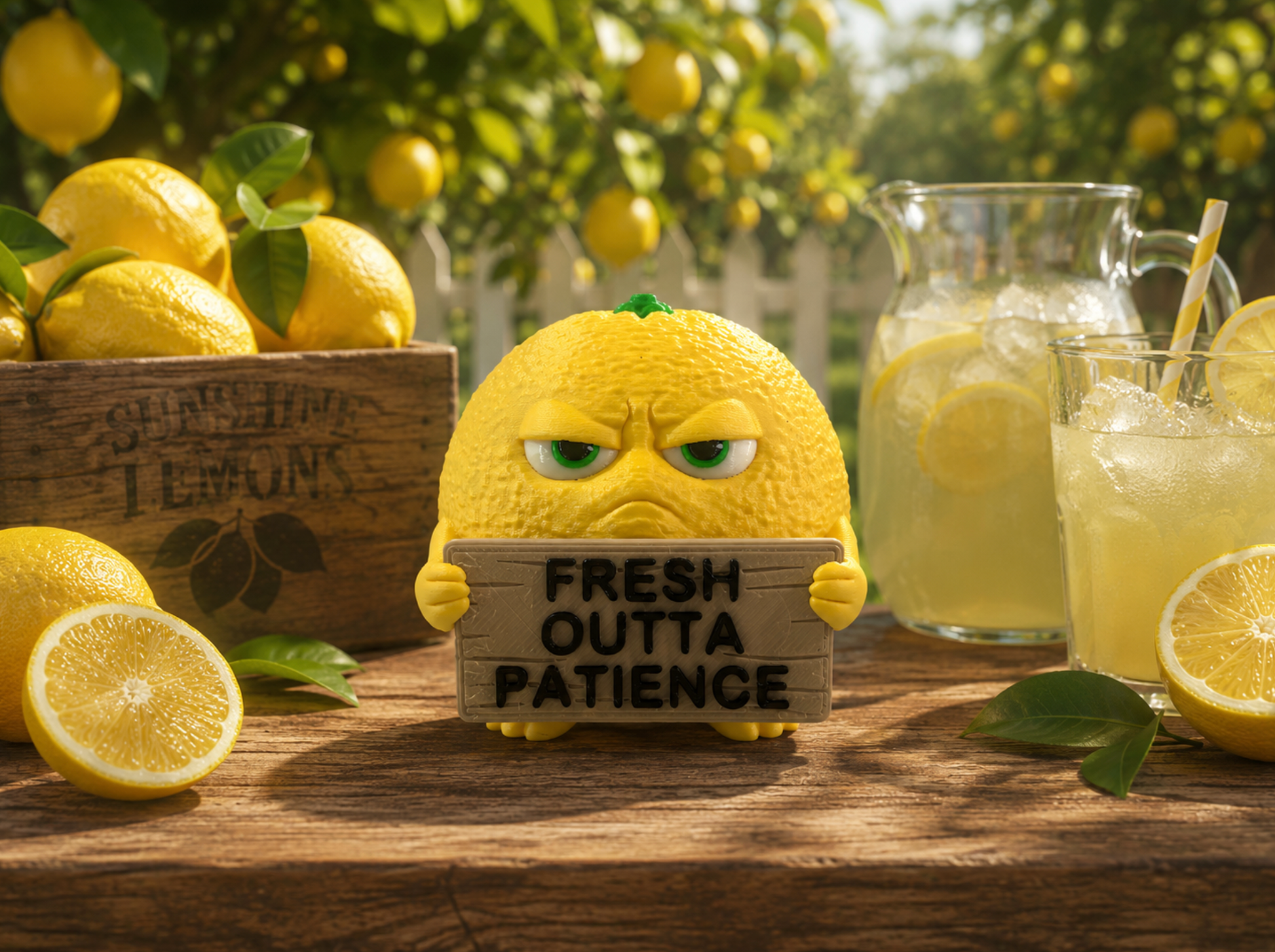 Funny Citrus Figurine – Grumpy Orange Lemon & Lime Shelf Decor – Sarcastic Fruit Characters – 3D Printed Office Gift