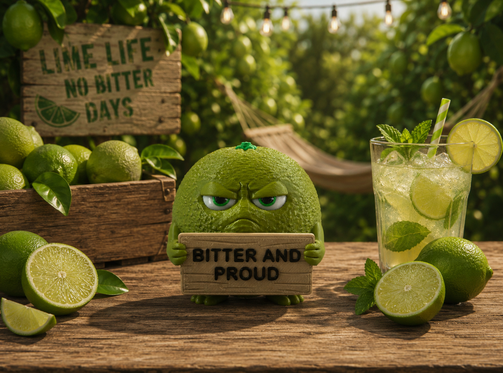 Funny Citrus Figurine – Grumpy Orange Lemon & Lime Shelf Decor – Sarcastic Fruit Characters – 3D Printed Office Gift