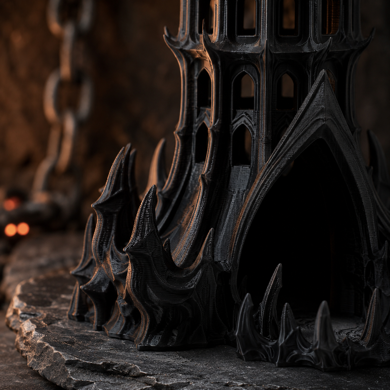 Gothic Dice Tower with Catching Tray, Dark Fantasy Tabletop RPG Accessory, 3D Printed Dice Roller, Game Master Gift