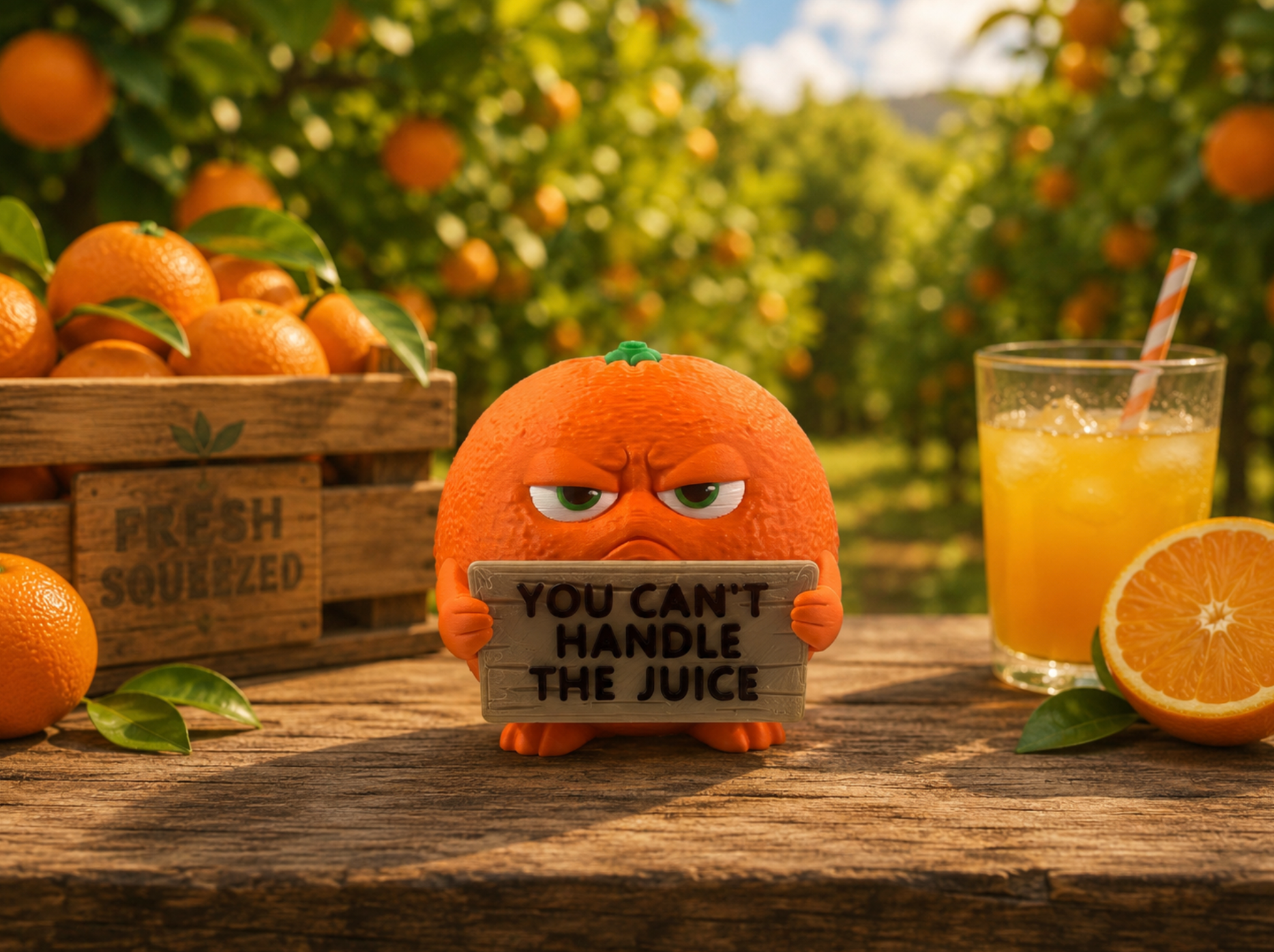 Funny Citrus Figurine – Grumpy Orange Lemon & Lime Shelf Decor – Sarcastic Fruit Characters – 3D Printed Office Gift