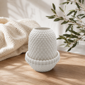 White hobnail fairy lamp with vintage milk glass style texture displayed in a bright lifestyle setting