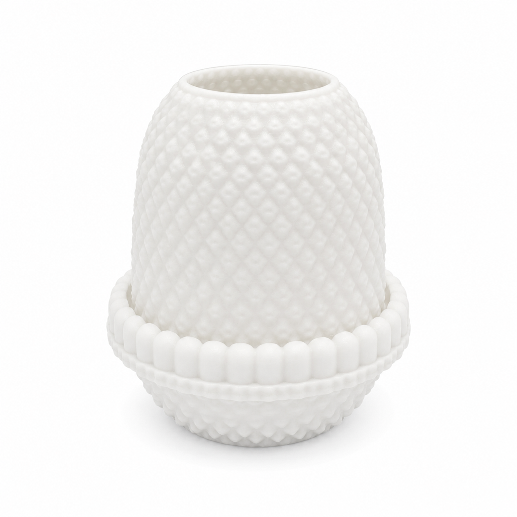 White Hobnail Pyramid Fairy Lamp | 3D Printed Vintage-Inspired LED Tea Light Candle Holder