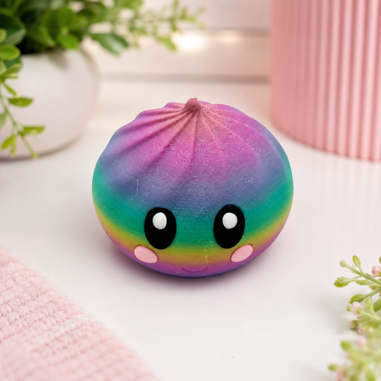 Rainbow dumpling squishy presented as a cute gift and stress-relief toy