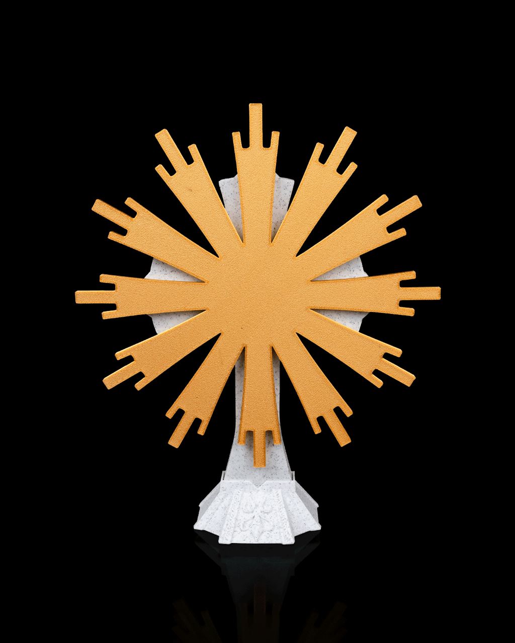 Sacred Cross with Golden Sunburst, Christian Home Décor, Religious Altar Display, Standing Crucifix-Inspired Gift, 8.7 Inch Cross