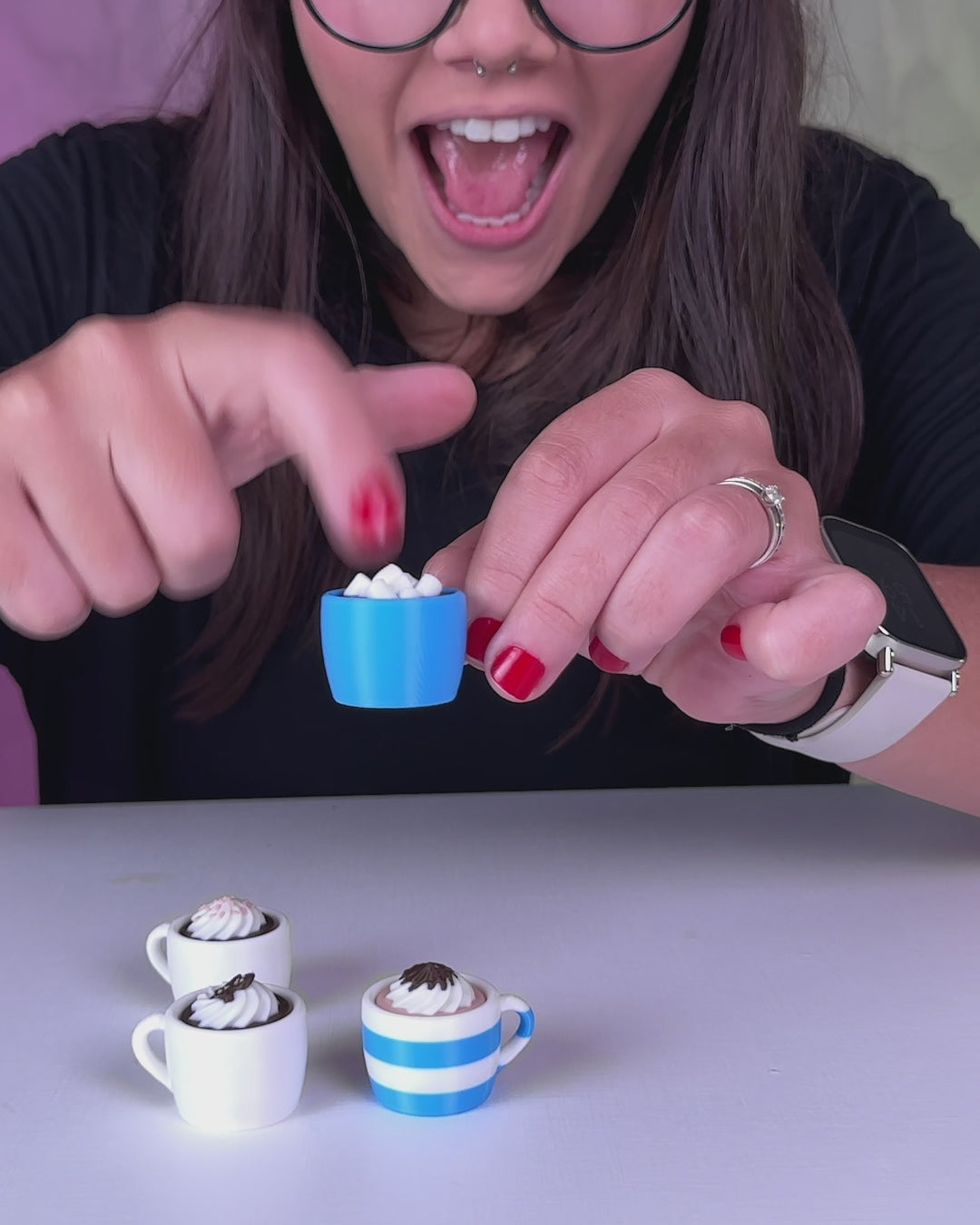 Set of 5 Hot Cocoa Mug Clickers, 3D Printed Fidget Toys, Christmas Desk Toys, Stocking Stuffers, Winter Sensory Gifts
