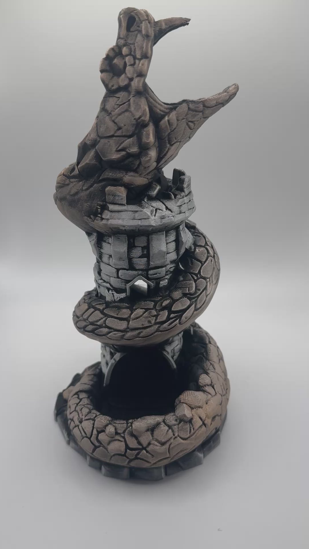 Basilisk Dice Tower – Fantasy Serpent Castle Dice Roller – 3D Printed Tabletop RPG Accessory – Dungeon Master Gift